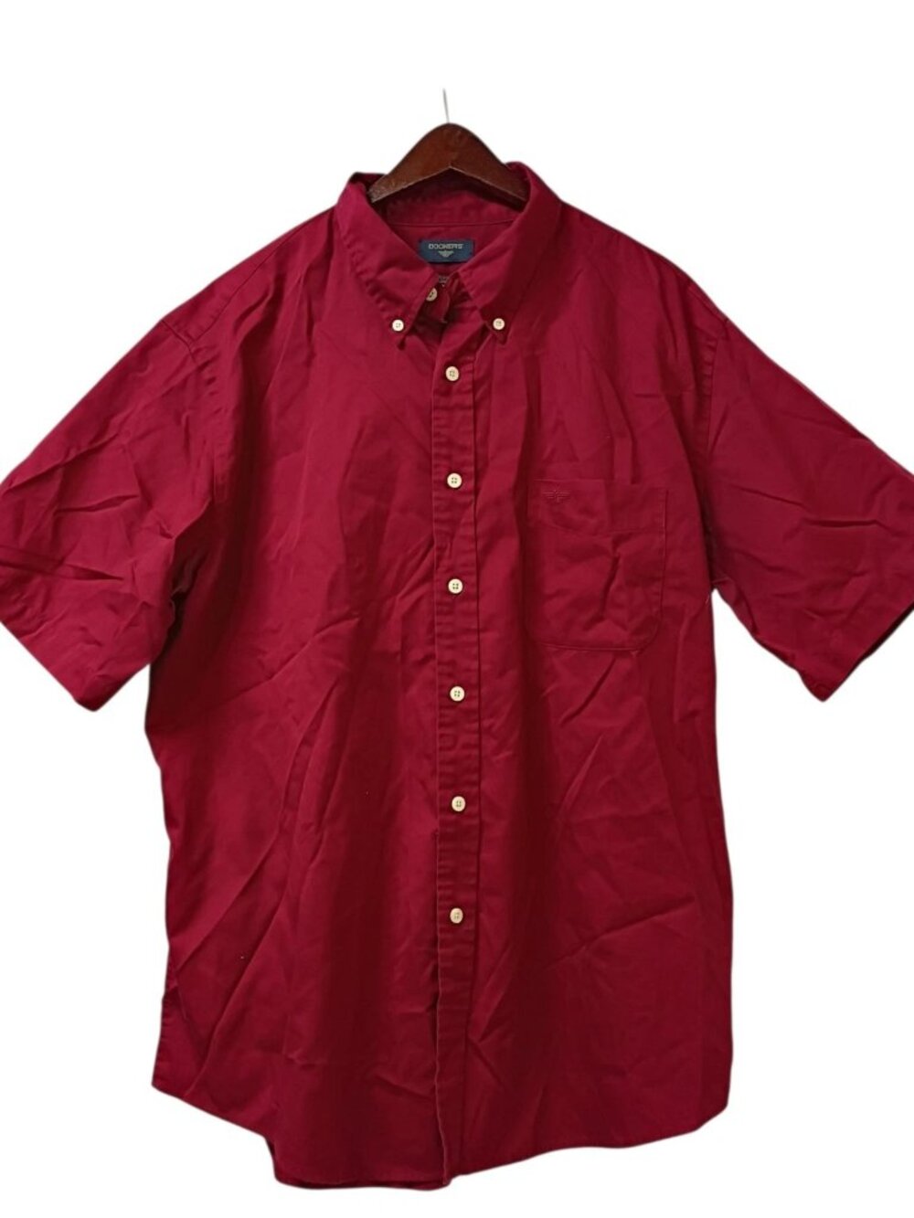 Dockers By Levis Mens Stain Defender Size XL Short-Sleeve Button Up Logo VTG